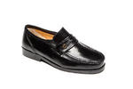 View Item Men's Wide Fit Leather Slip-On Shoes By Luca Mancini (Black - Style LM9900)